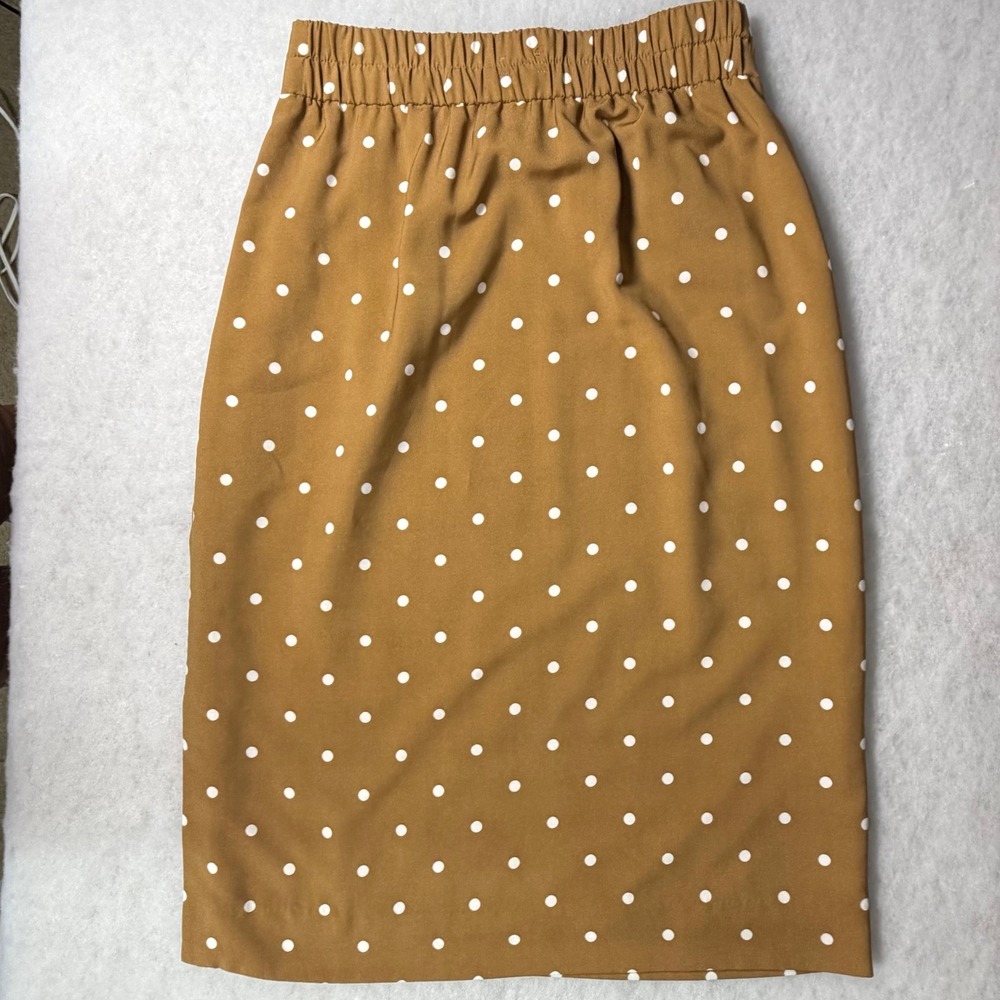 J.Crew Tan Polka Dot Midi Skirt Workwear Workwear Old Money Minimalist Timeless